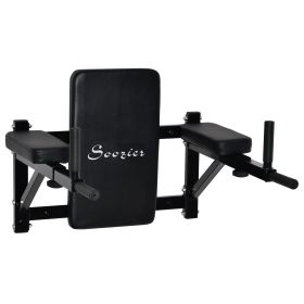 Wall Mounted Dip Station Multi-Function Power Tower Set Home Gym Pull Up Bar Chin Up Exercise Bar Knee Raise Triceps Leg Dipping Raise Rack Black