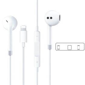 Lightning In-ear Headphones For IPhone14,13,12,11,7,8 Plus, XS, With Lightning Connector, IPhone Wired Earbuds, Built-in Remote Control To Contro (Color: White)
