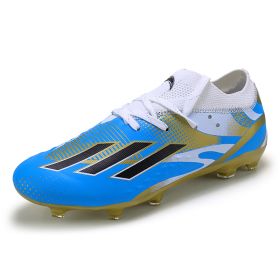 New men's and women's outdoor spike football shoes sports shoes youth training shoes competition shoes (Color: Blue/spike, size: 39.0)