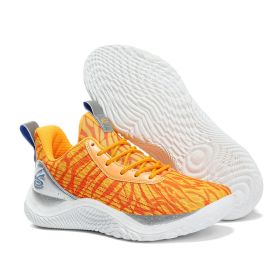 Summer men's basketball shoes net surface breathable student training shoes soft soled men's and women's sports shoes 36~45 (Color: Orange, size: 40.0)