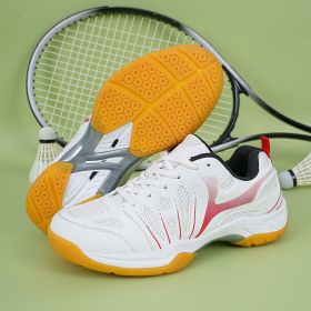 New super light breathable couple badminton shoes Fashion comfortable men's sports shoes tennis shoes (Color: White red, size: 44.0)