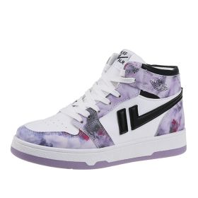 Women's new comfortable breathable fashion high top board shoes sports casual shoes (Color: Purple, size: 40.0)