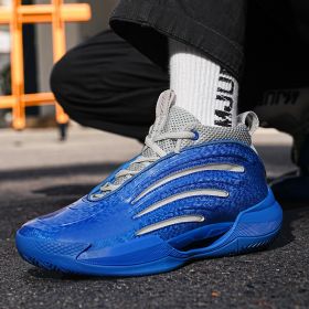 New men's trend fashion sports basketball shoes couple shoes basketball shoes men running sneakers (Color: Blue, size: 44.0)