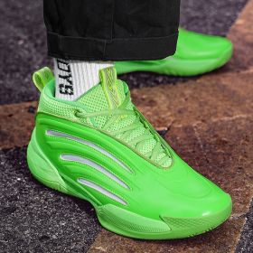 New men's trend fashion sports basketball shoes couple shoes basketball shoes men running sneakers (Color: Green, size: 45.0)