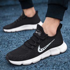 New trendy, fashionable, comfortable, versatile and breathable men's casual sports shoes, men's running shoes (Color: Black, size: 42.0)