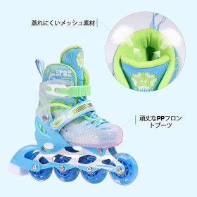 Roller Blades Adjustable for Small Youth Girls Boys with LED Light Up Wheels;  Upgrade  Outdoor Kids Inline Skates (Color: Blue, size: S)