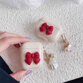 Beige Red Bow Shell Pendant Wireless Earphone Case (Option: Beige Red Bow Shell-AirPods pro3)